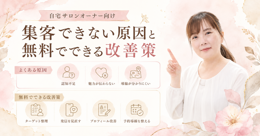 自宅サロンで集客できない本当の理由3つ、無料でできる改善策をプロが解説